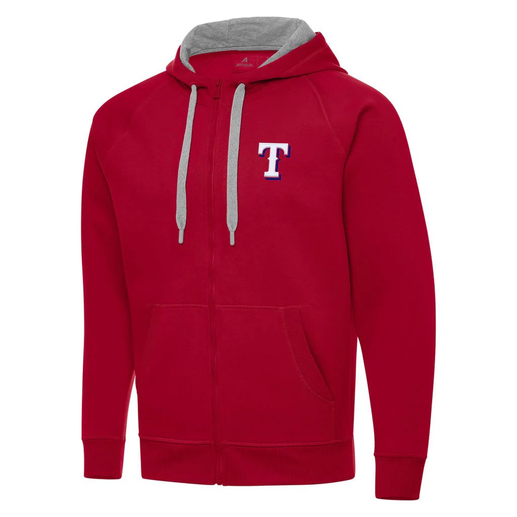 MLB Texas Rangers Antigua Victory Full Zip Hoodie - Red