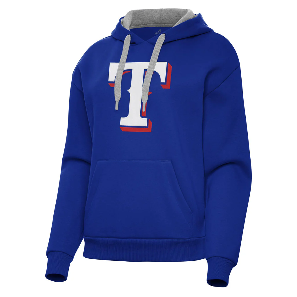 MLB Texas Rangers Women's Antigua Full Front Victory Pullover Hoodie - Blue