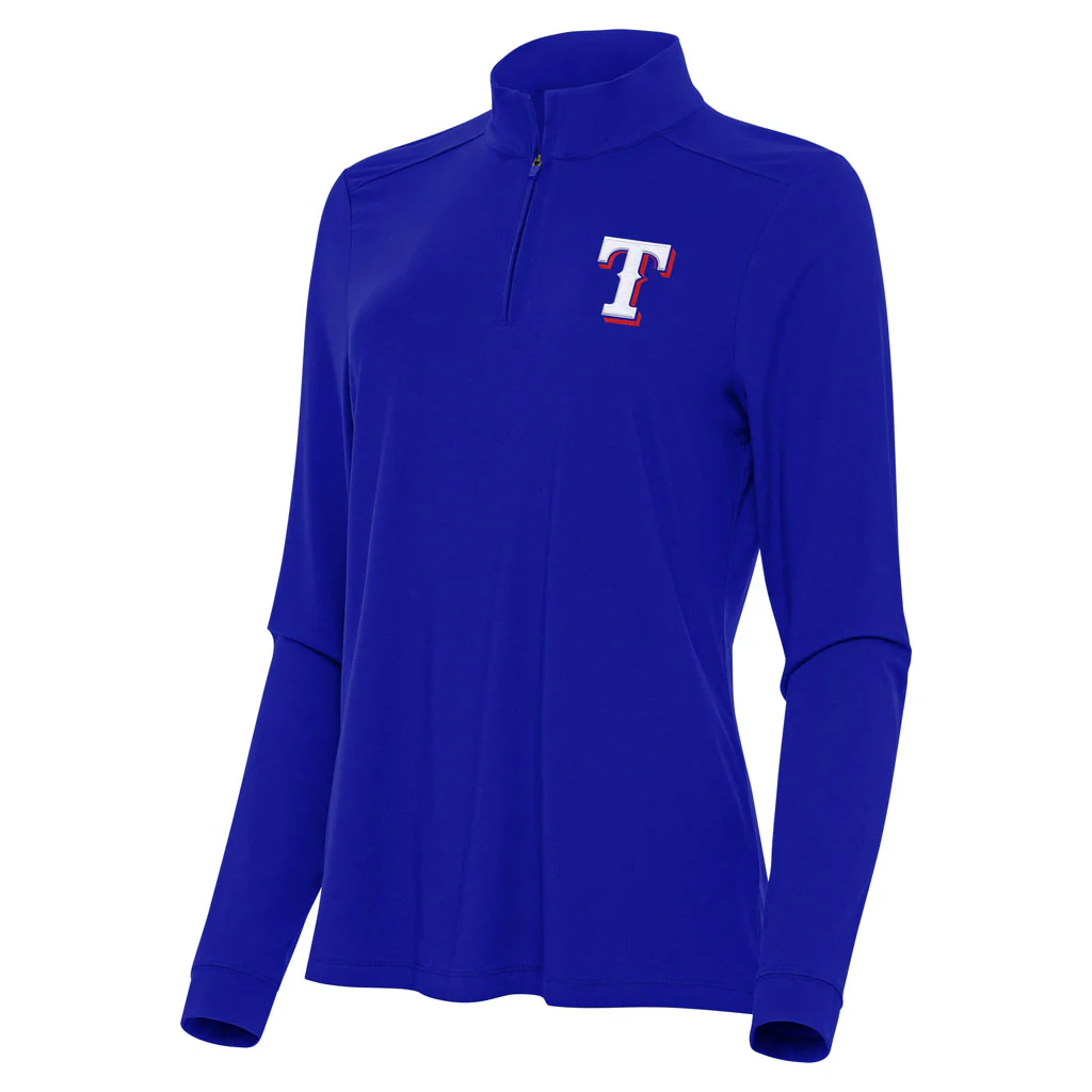 MLB Texas Rangers Women's Antigua Intent 1/4 Zip Pullover Jacket - Blue