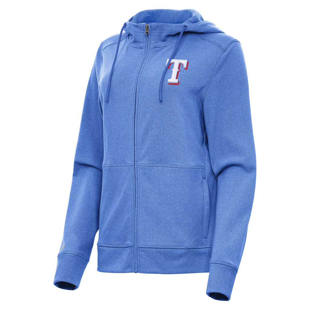 MLB Texas Rangers Women's Antigua Seeker Full Zip Hoodie - Blue