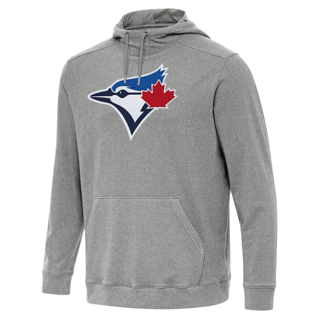 MLB Toronto Blue Jays Antigua Full Front Cloud Pullover Hoodie - Heather black