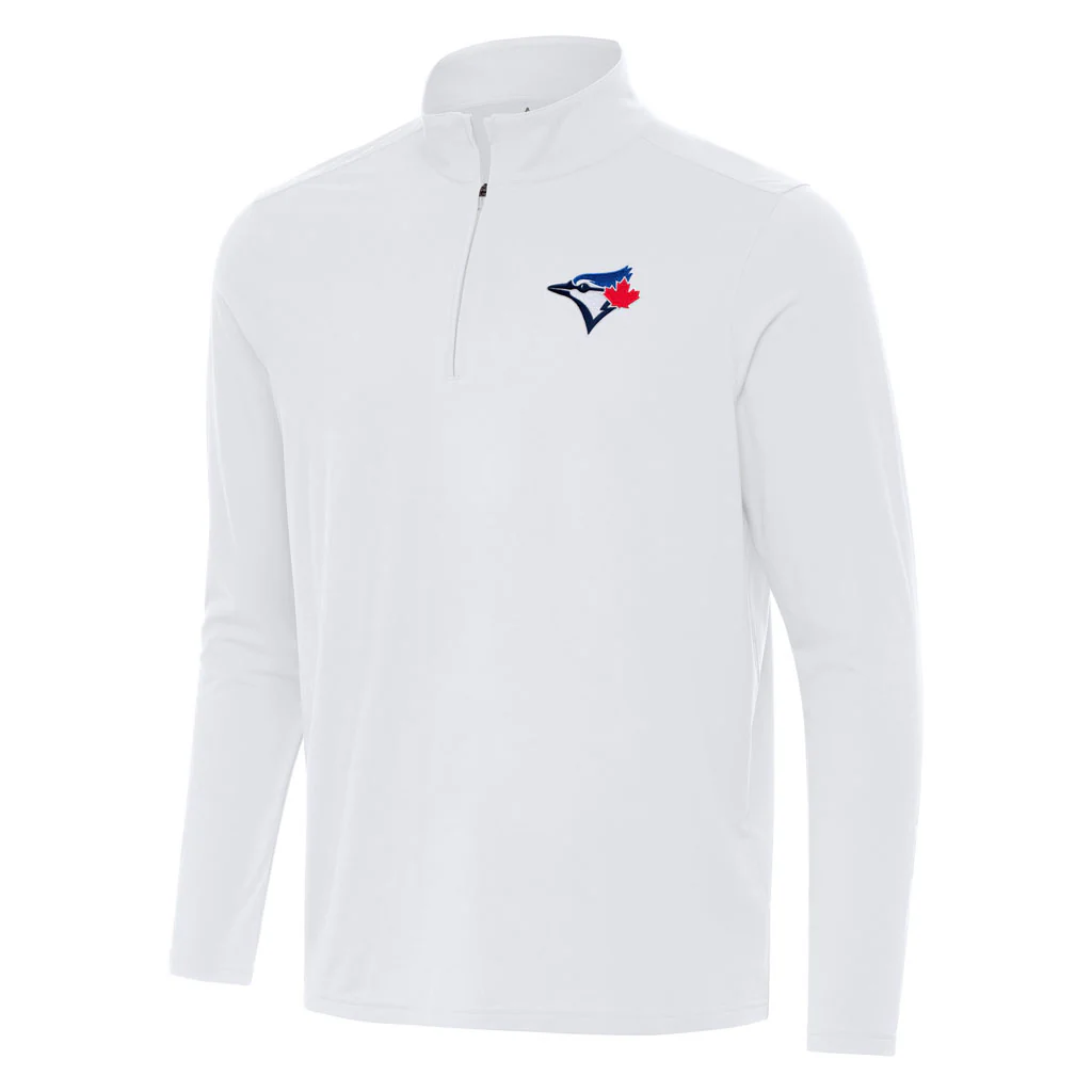 MLB Toronto Blue Jays Antigua Intent 1/4 Zip Pullover Jacket - White