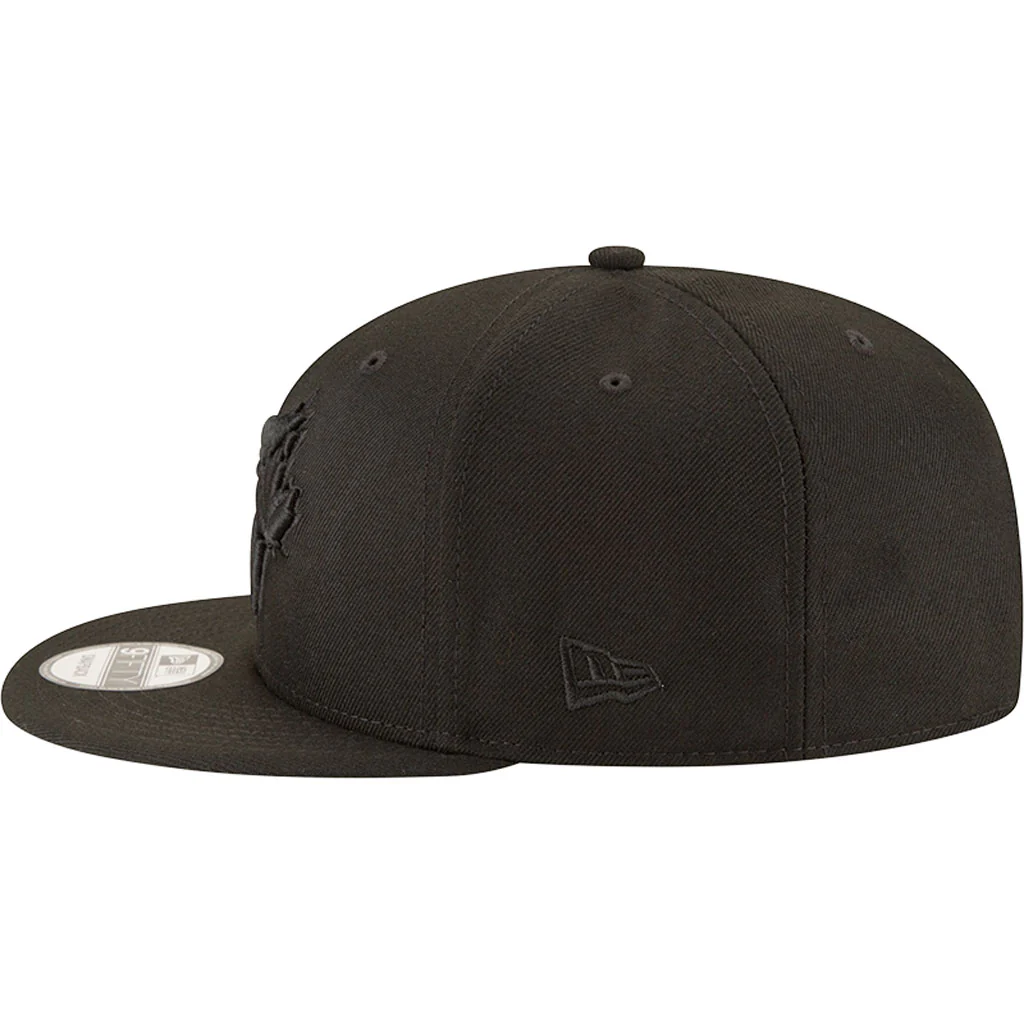 MLB Toronto Blue Jays New Era Black on Black 9FIFTY Snapback Hat - Black - Image 4