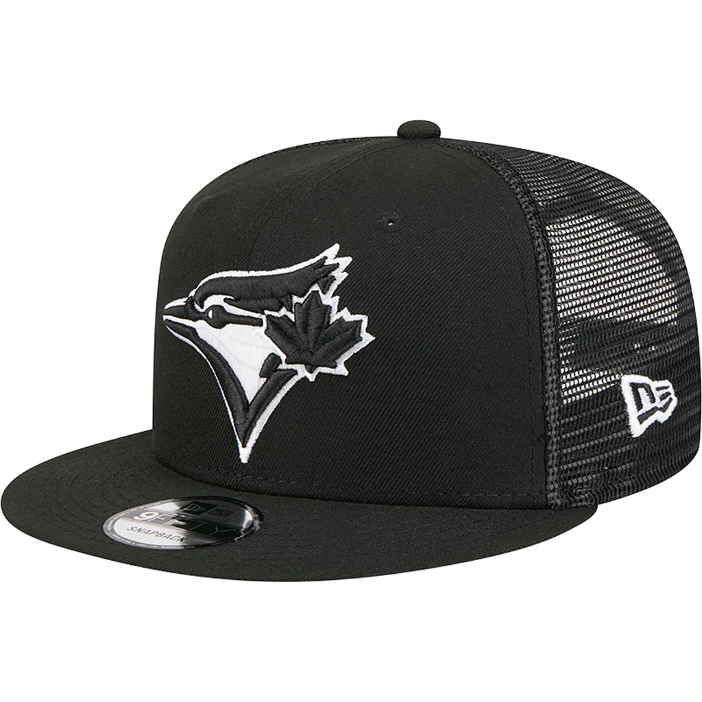 MLB Toronto Blue Jays New Era Black & White Trucker 9FIFTY Snapback Hat - Black
