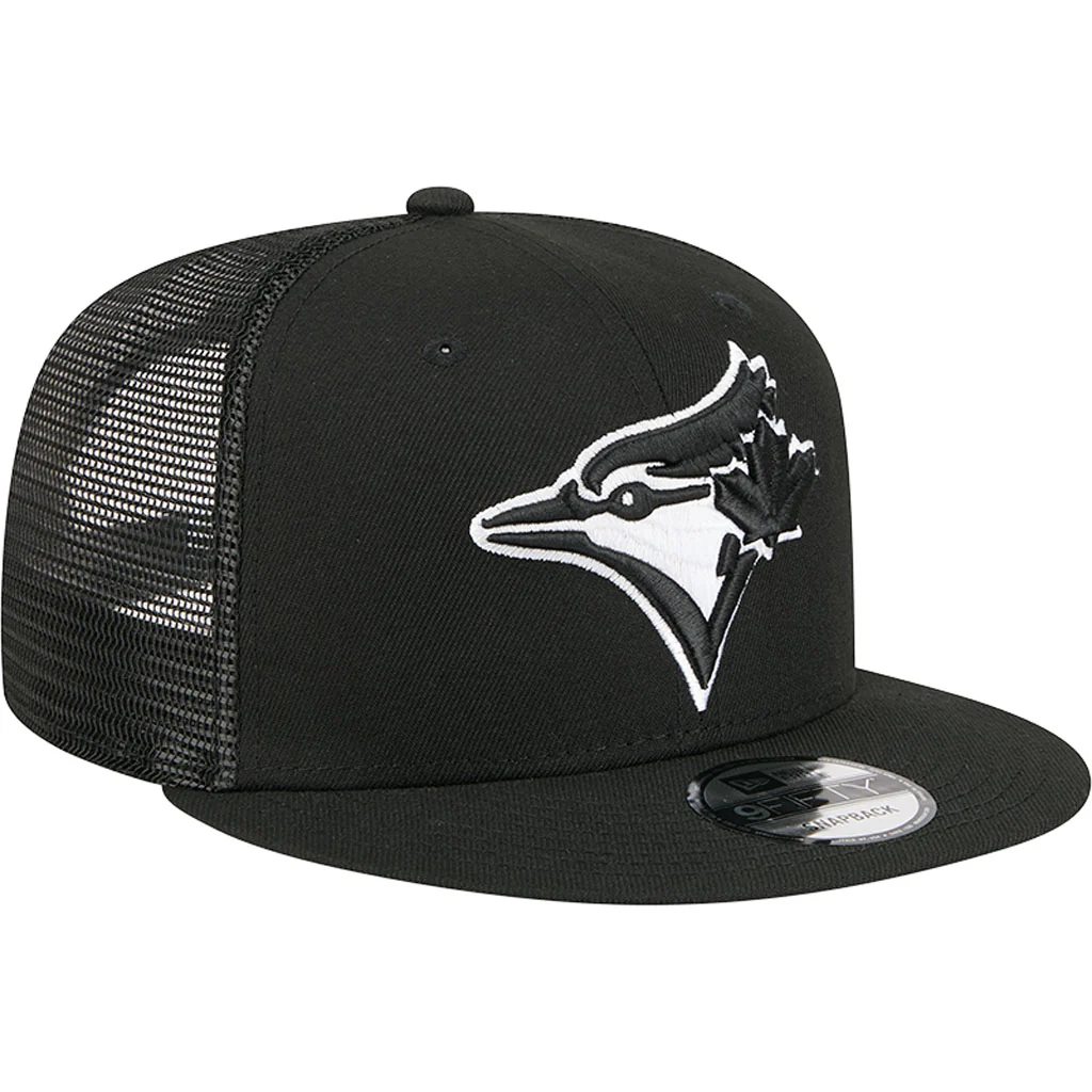 MLB Toronto Blue Jays New Era Black & White Trucker 9FIFTY Snapback Hat - Black - Image 2