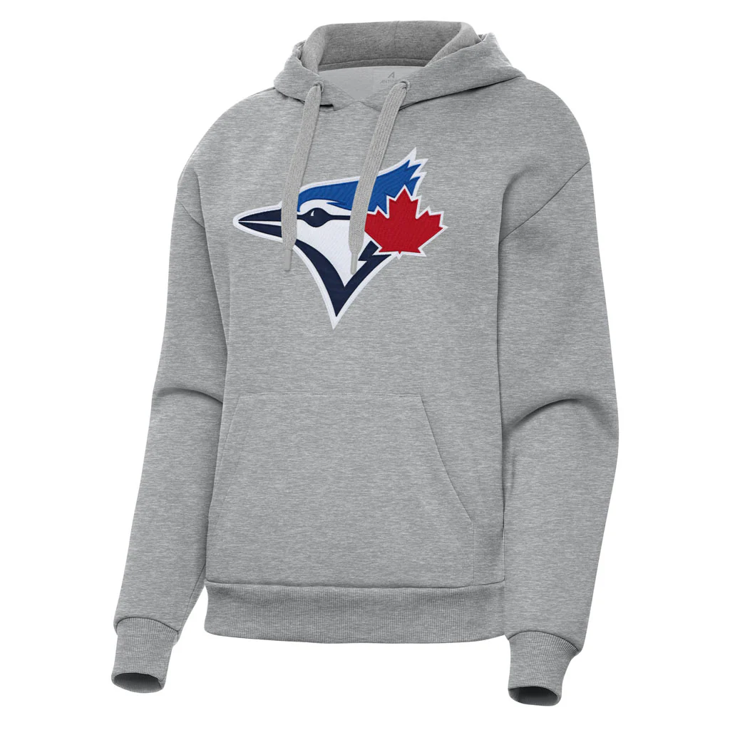 MLB Toronto Blue Jays Women's Antigua Full Front Victory Pullover Hoodie - Heather gray