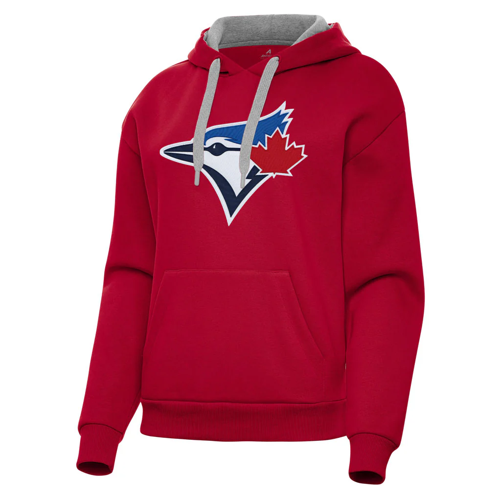 MLB Toronto Blue Jays Women's Antigua Full Front Victory Pullover Hoodie - Red