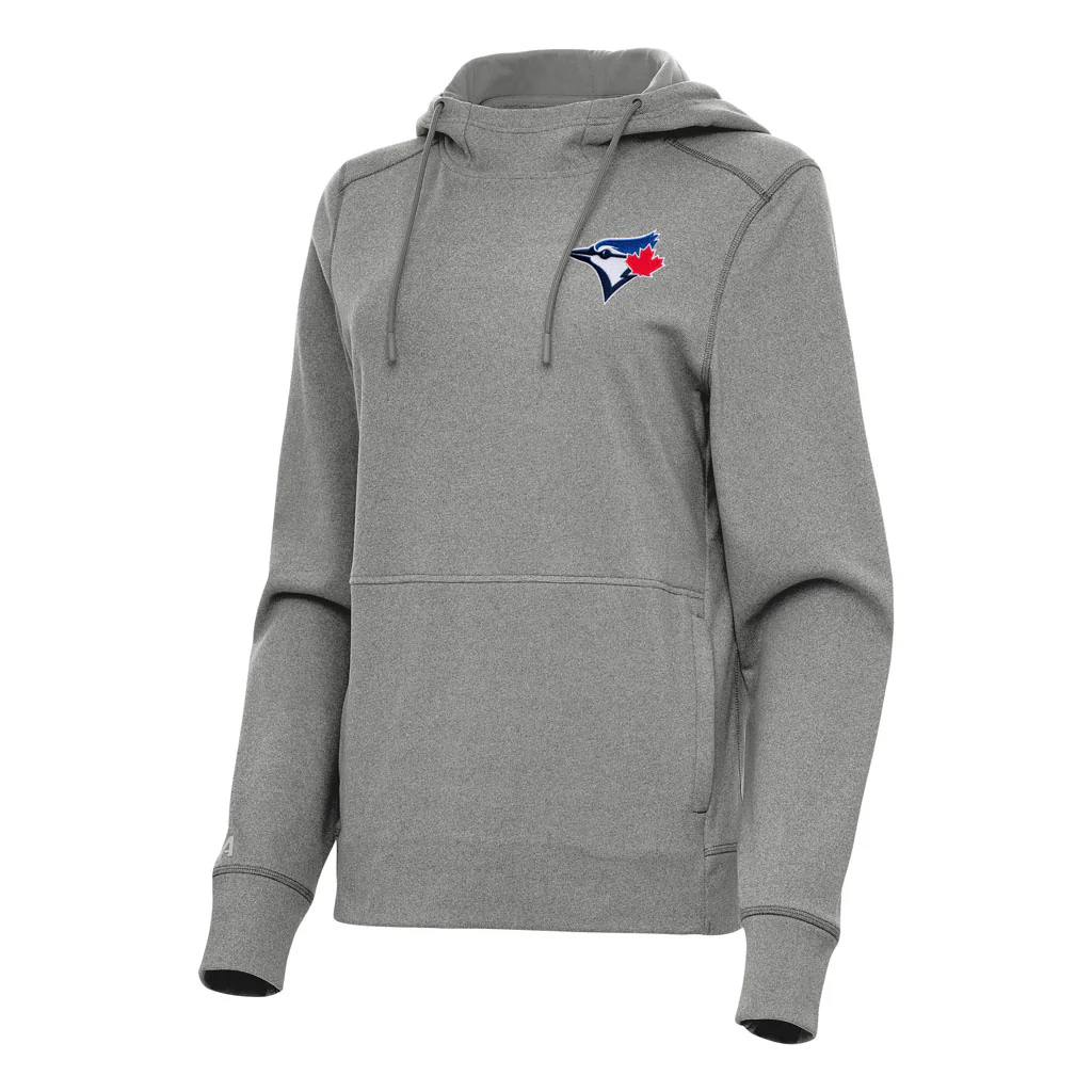 MLB Toronto Blue Jays Women's Antigua Justice Pullover Hoodie - Heather black