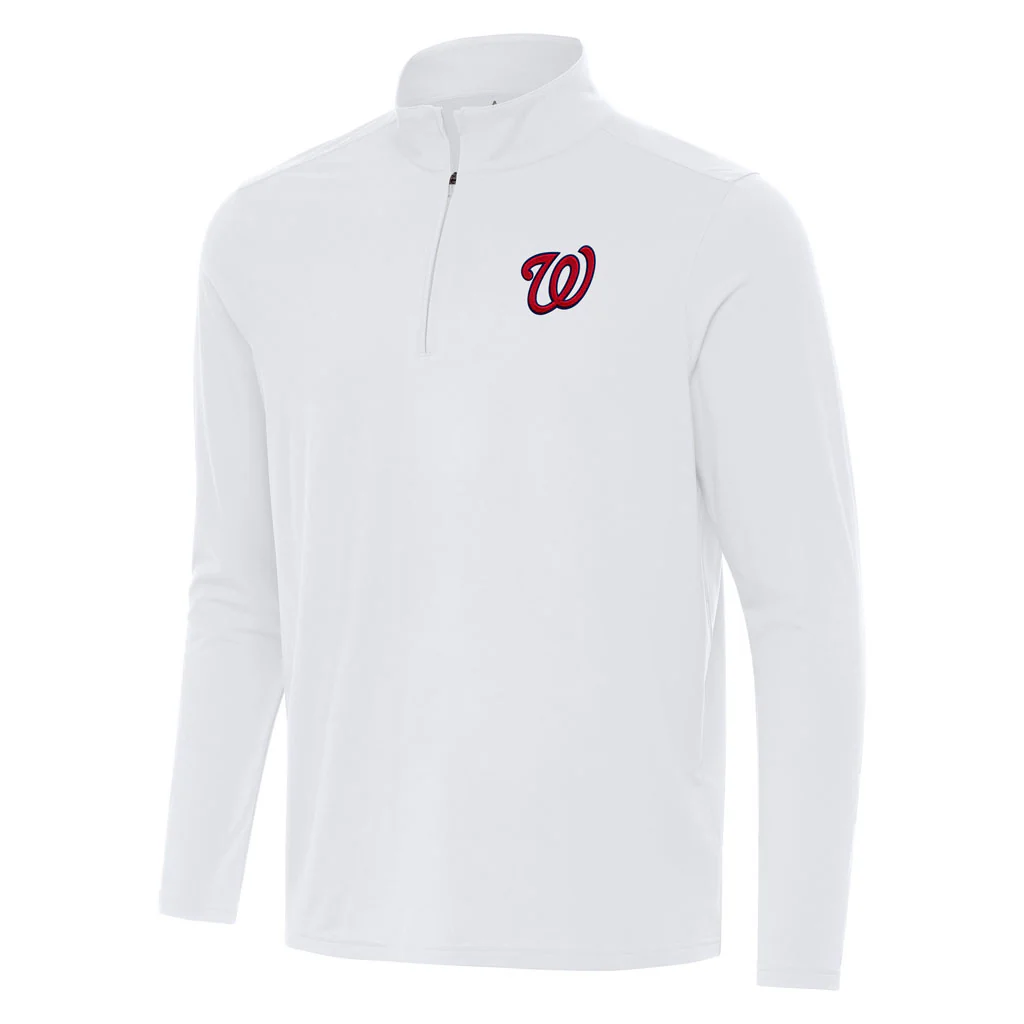 MLB Washington Nationals Antigua Intent 1/4 Zip Pullover Jacket - White