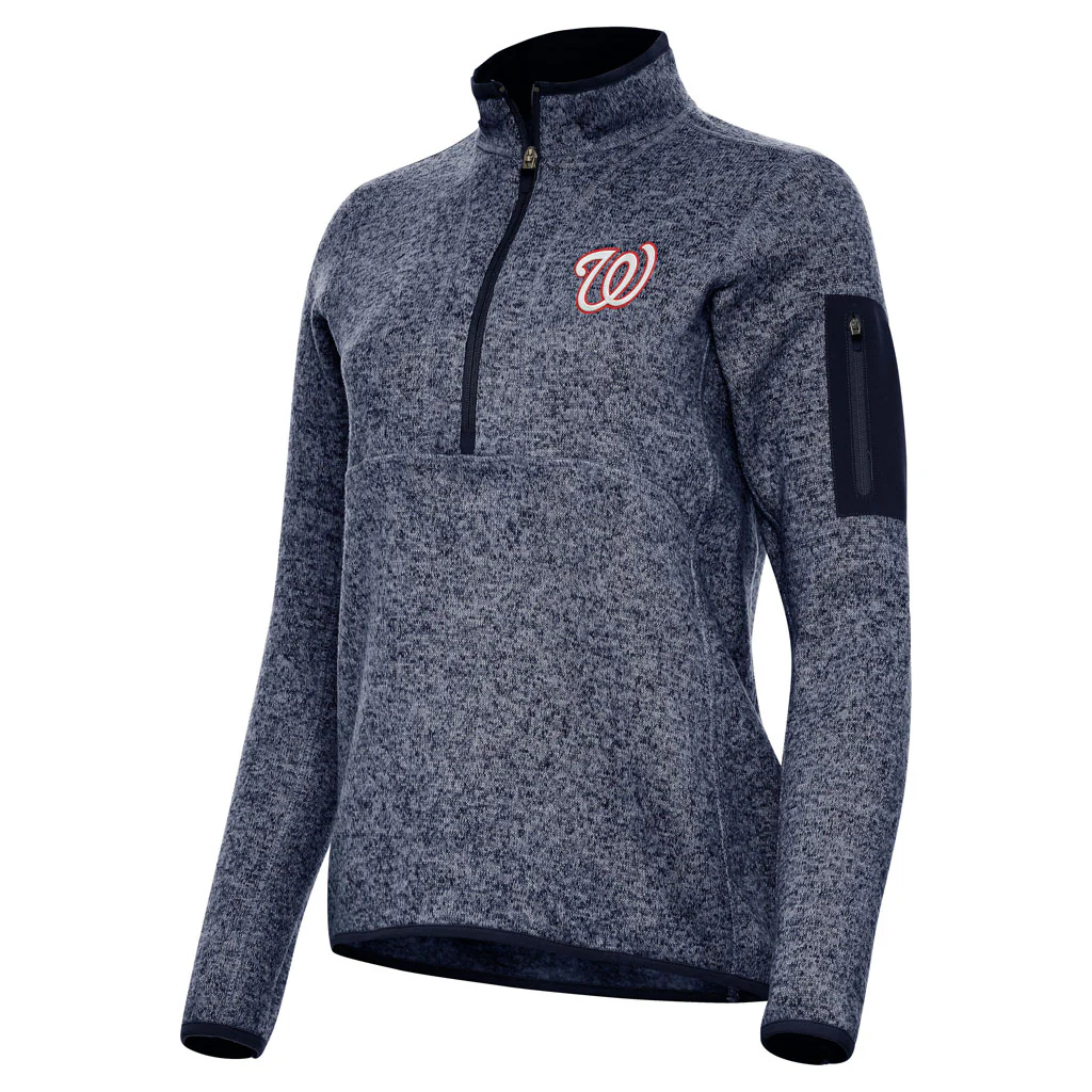 MLB Washington Nationals Women's Antigua Fortune 1/2 Zip Pullover Jacket - Navy