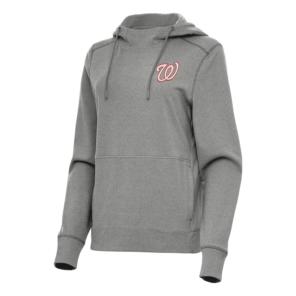 MLB Washington Nationals Women's Antigua Justice Pullover Hoodie - Heather black