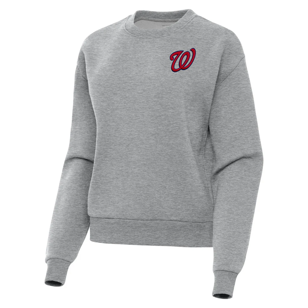 MLB Washington Nationals Women's Antigua Victory Crewneck Sweater - Heather gray
