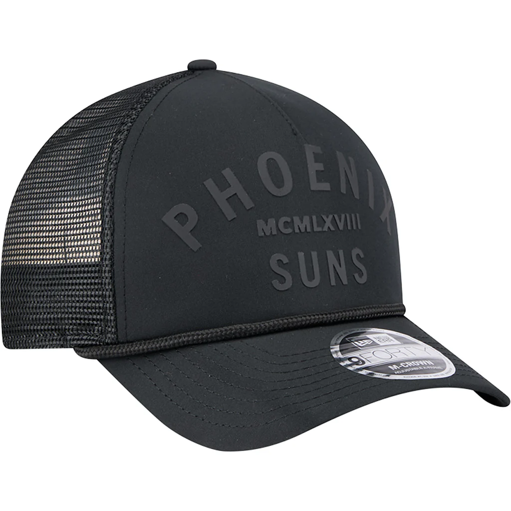 NBA Phoenix Suns New Era Minimalist 9FORTY M-Crown Snapback Trucker Hat - Black - Image 2