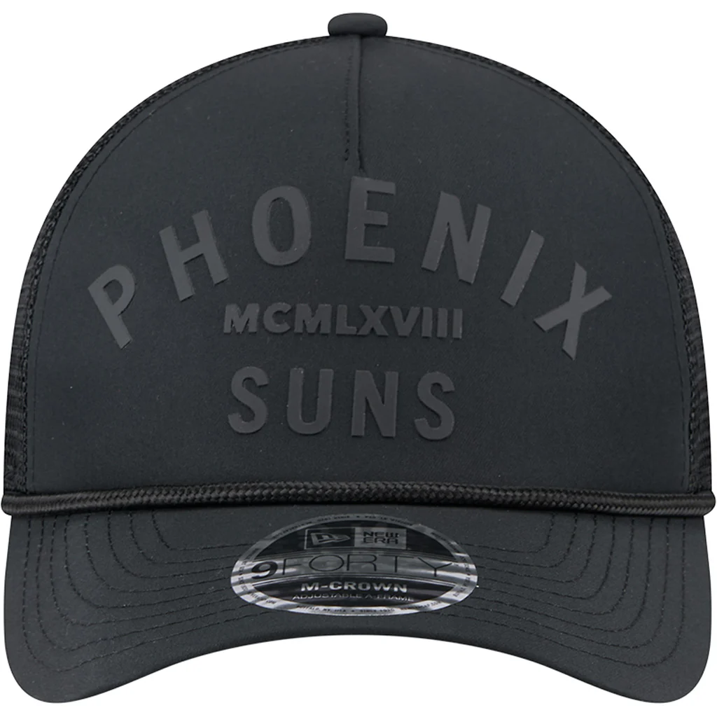 NBA Phoenix Suns New Era Minimalist 9FORTY M-Crown Snapback Trucker Hat - Black - Image 3