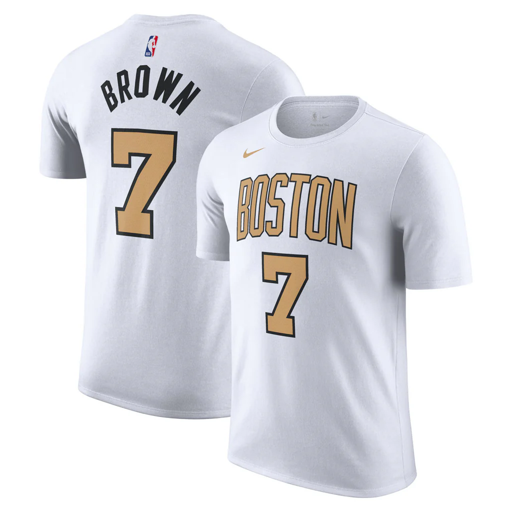 NBA Boston Celtics Jaylen Brown Nike 2025-26 City Edition Name & Number T-Shirt - White