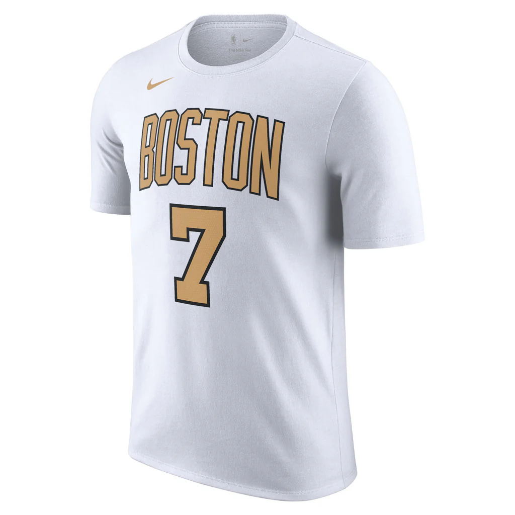 NBA Boston Celtics Jaylen Brown Nike 2025-26 City Edition Name & Number T-Shirt - White - Image 2