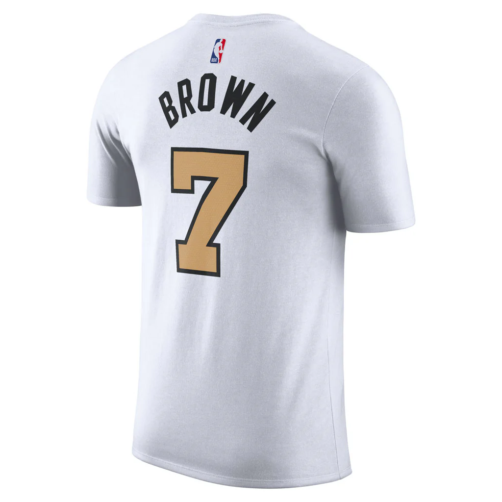 NBA Boston Celtics Jaylen Brown Nike 2025-26 City Edition Name & Number T-Shirt - White - Image 3
