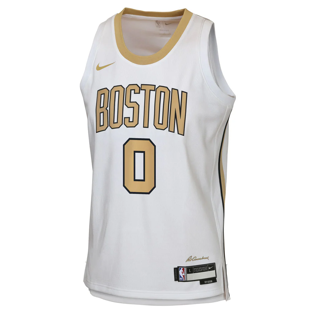 NBA Boston Celtics Jayson Tatum Youth Nike 2025-26 City Edition Swingman Jersey - White - Image 2