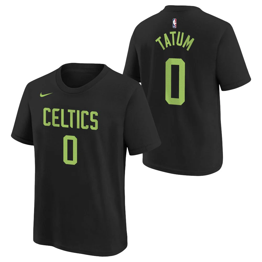 NBA Boston Celtics Jayson Tatum Youth Nike City Edition 2024/25 Name & Number T-Shirt - Black