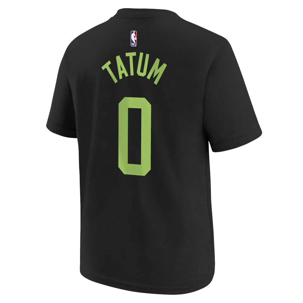 NBA Boston Celtics Jayson Tatum Youth Nike City Edition 2024/25 Name & Number T-Shirt - Black - Image 3