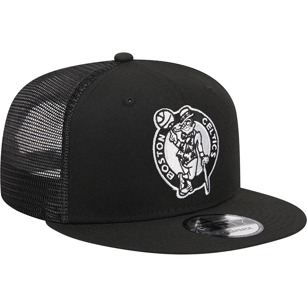 NBA Boston Celtics New Era Black & White 9FIFTY Snapback Trucker Hat - Black - Image 2
