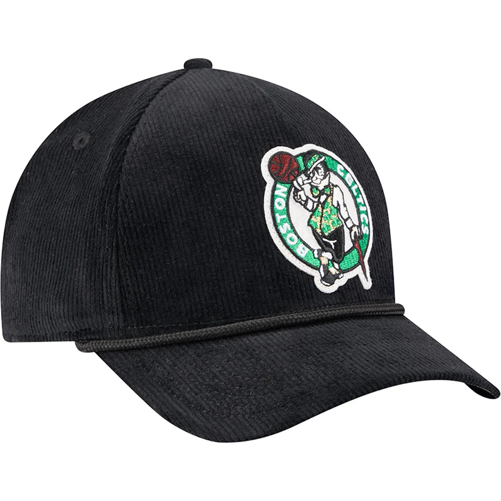 NBA Boston Celtics New Era Corduroy 9FORTY A-Frame M-Crown Snapback Hat - Black - Image 2