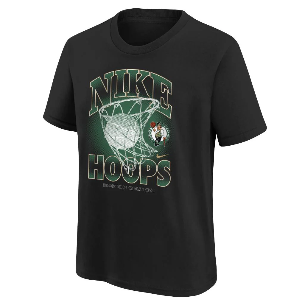 NBA Boston Celtics Youth Nike Courtside Hoops T-Shirt - Black - Image 2