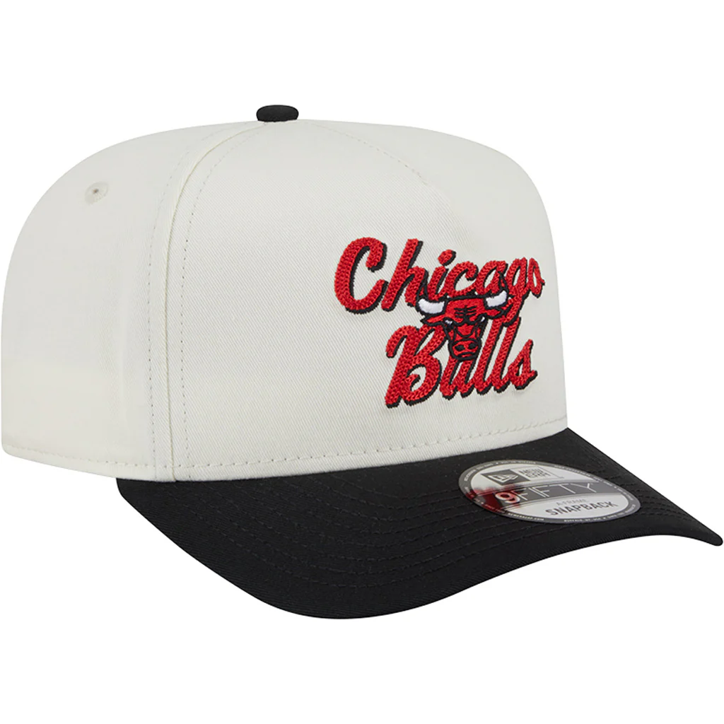 NBA Chicago Bulls New Era Chainstitch Two-Tone 9FIFTY A-Frame Snapback Hat - Cream - Image 2