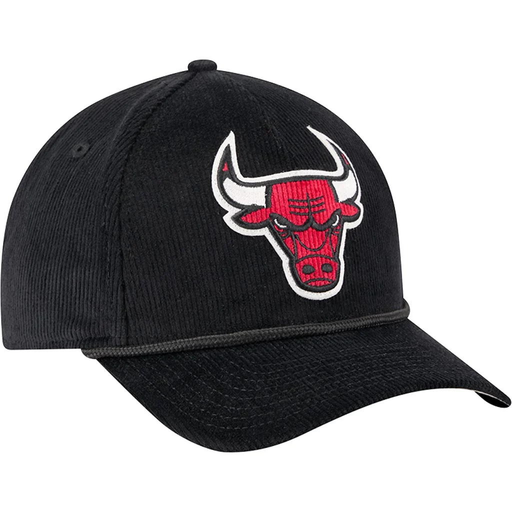 NBA Chicago Bulls New Era Corduroy 9FORTY A-Frame M-Crown Snapback Hat - Black - Image 2