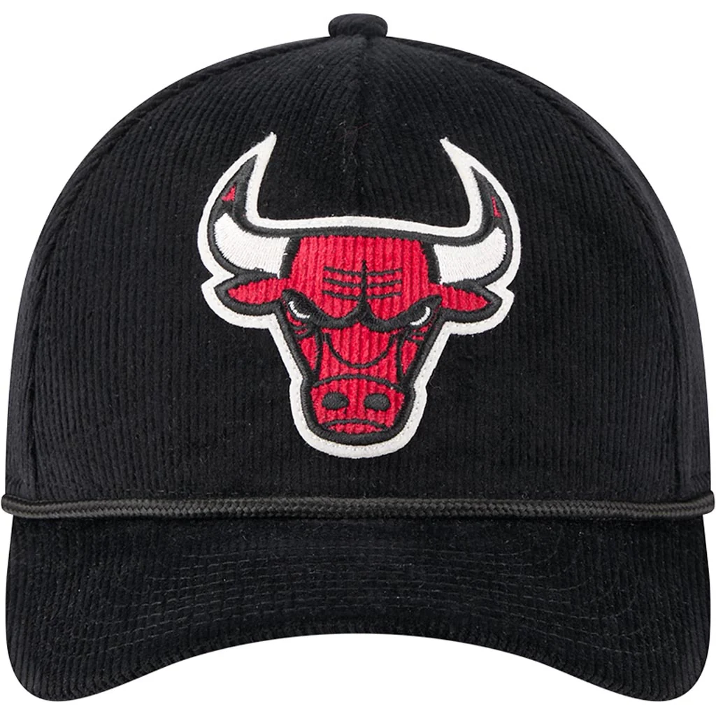 NBA Chicago Bulls New Era Corduroy 9FORTY A-Frame M-Crown Snapback Hat - Black - Image 3