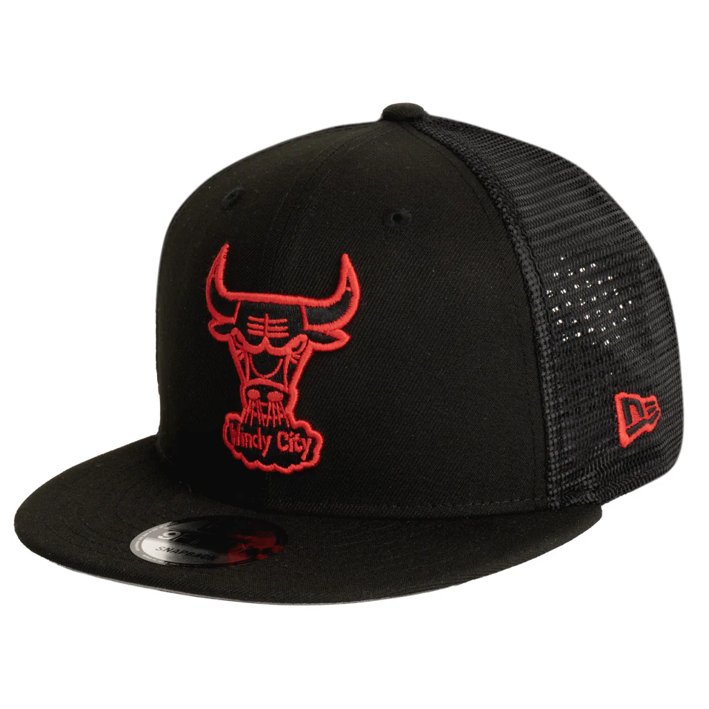NBA Chicago Bulls New Era Shadowline Trucker 9FIFTY Snapback Hat - Black