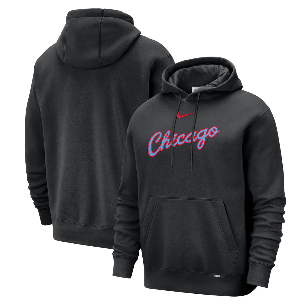 NBA Chicago Bulls Nike 2025-26 City Edition Wordmark Pullover Hoodie - Black