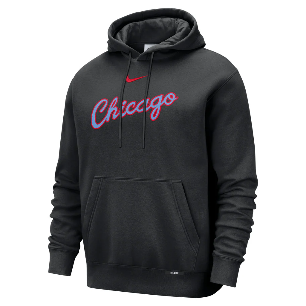 NBA Chicago Bulls Nike 2025-26 City Edition Wordmark Pullover Hoodie - Black - Image 2