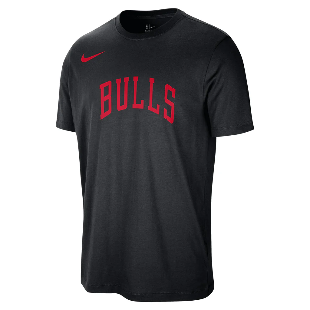 NBA Chicago Bulls Nike Essential Wordmark T-Shirt - Black - Image 2