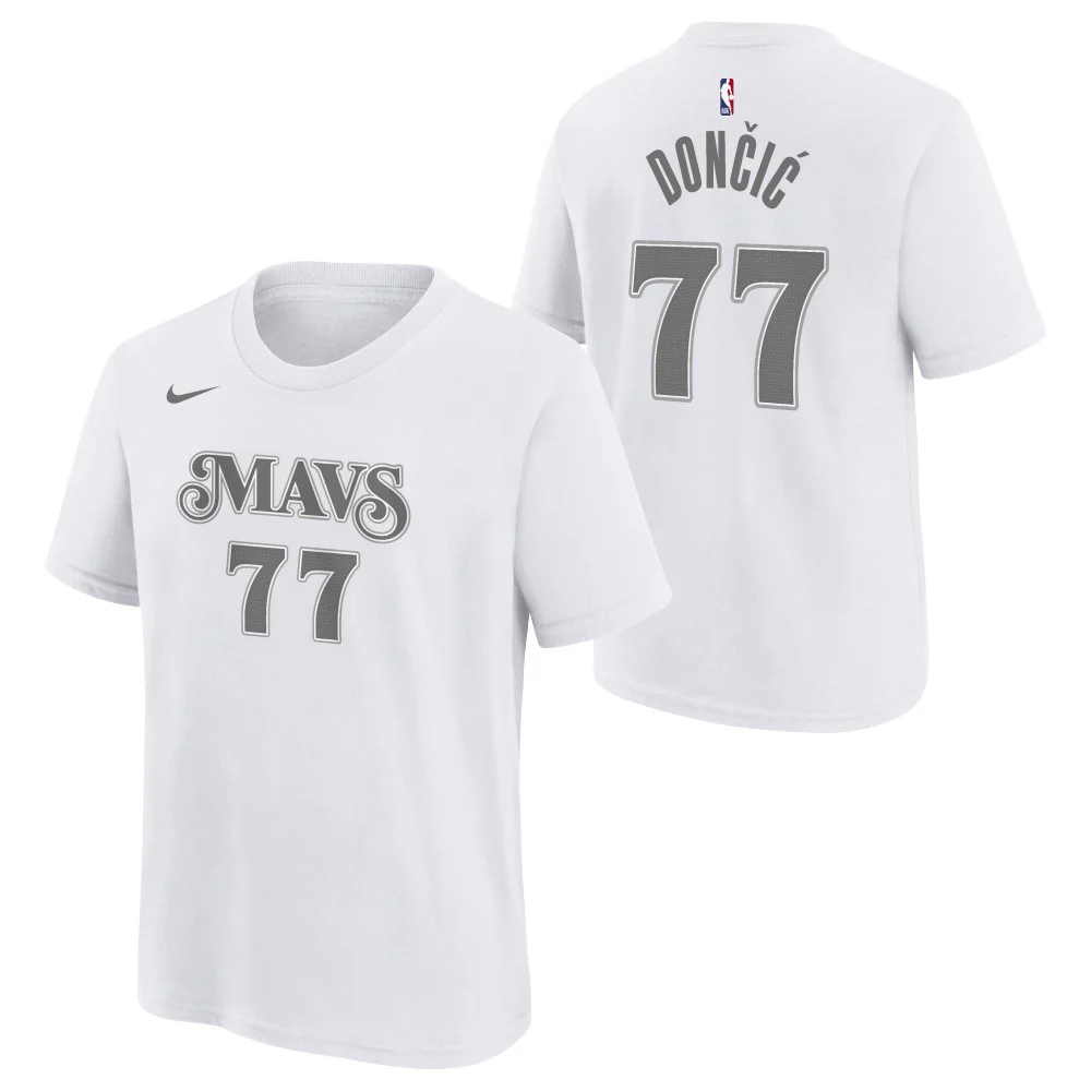 NBA Dallas Mavericks Luka Doncic Youth Nike City Edition 2024/25 Name & Number T-Shirt - White