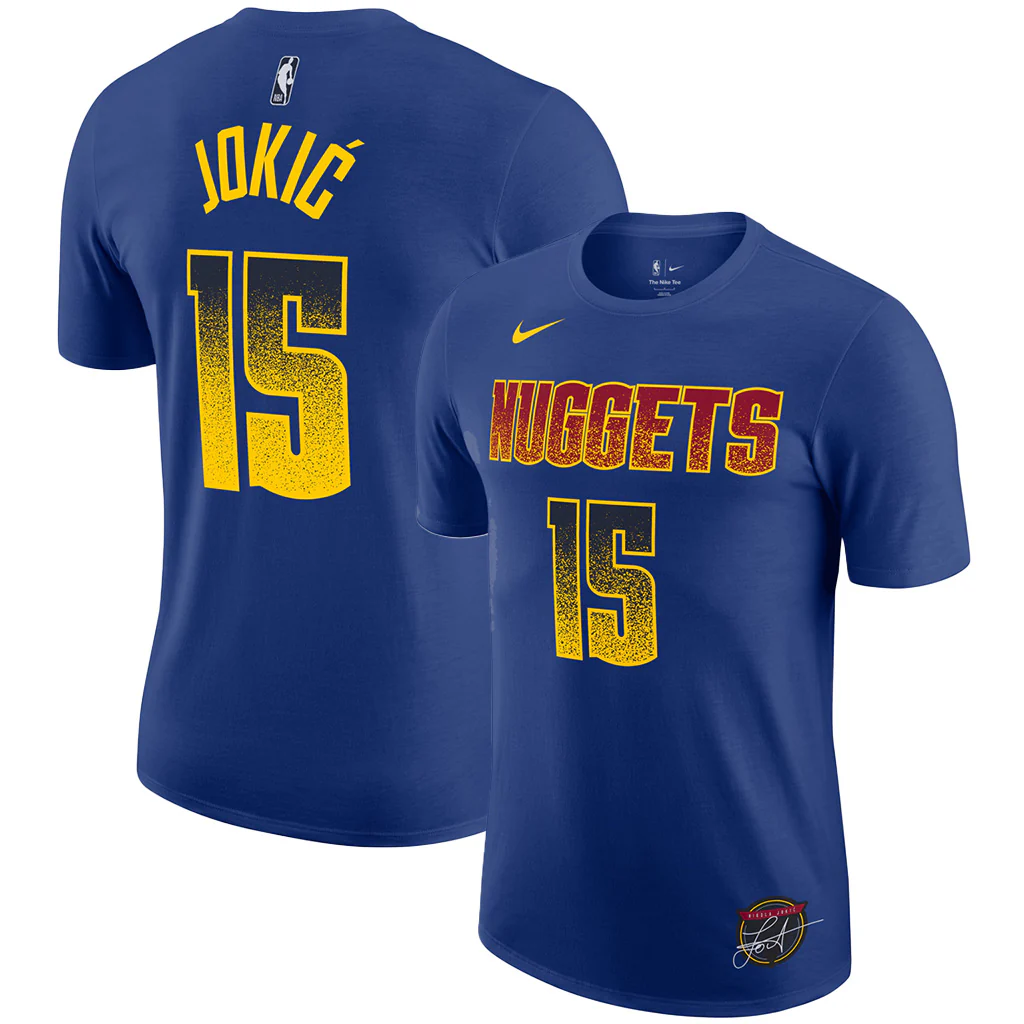 NBA Denver Nuggets Nikola Jokic Nike 2025 Select Series Name & Number T-Shirt - Blue