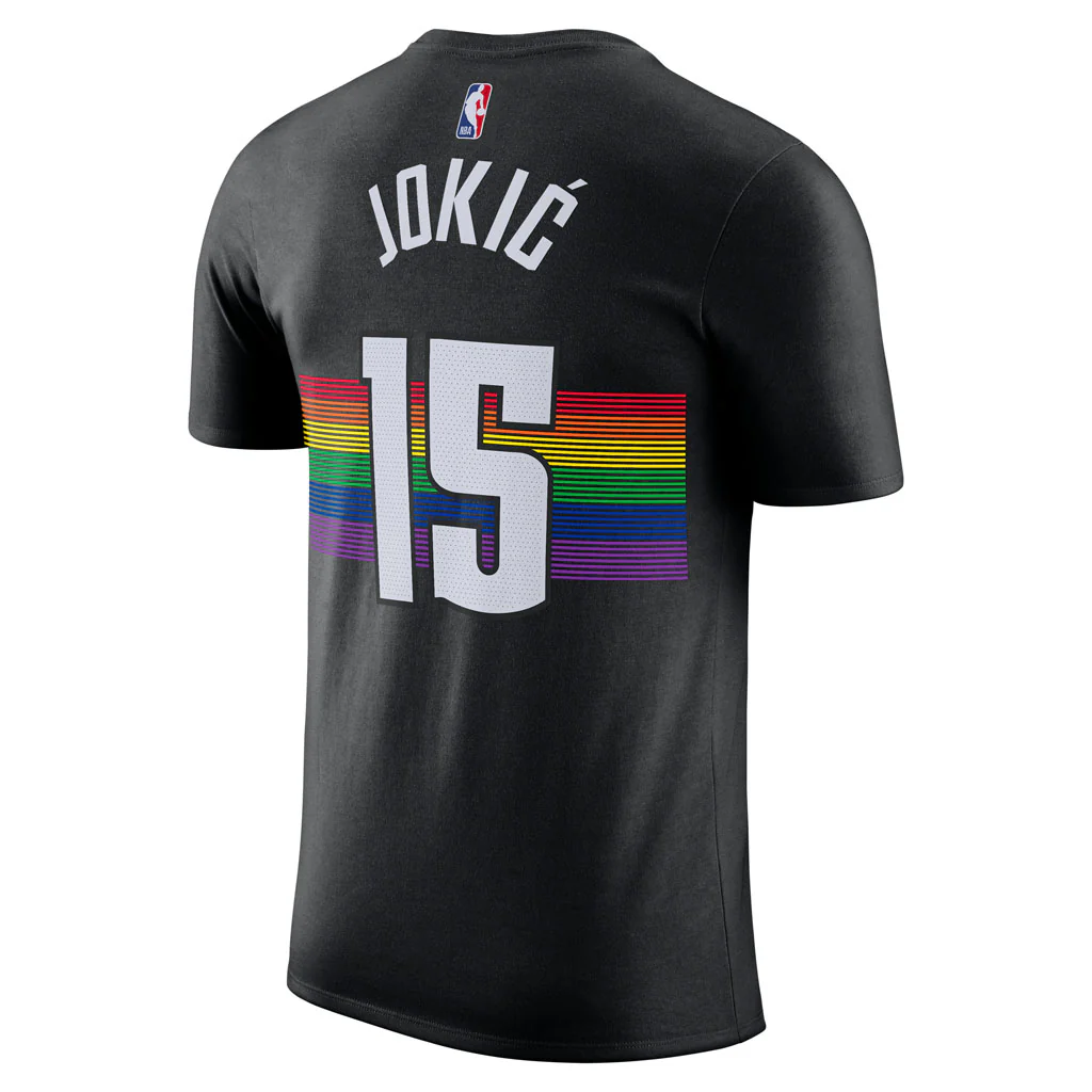 NBA Denver Nuggets Nikola Jokic Nike 2025-26 City Edition Name & Number T-Shirt - Black - Image 3