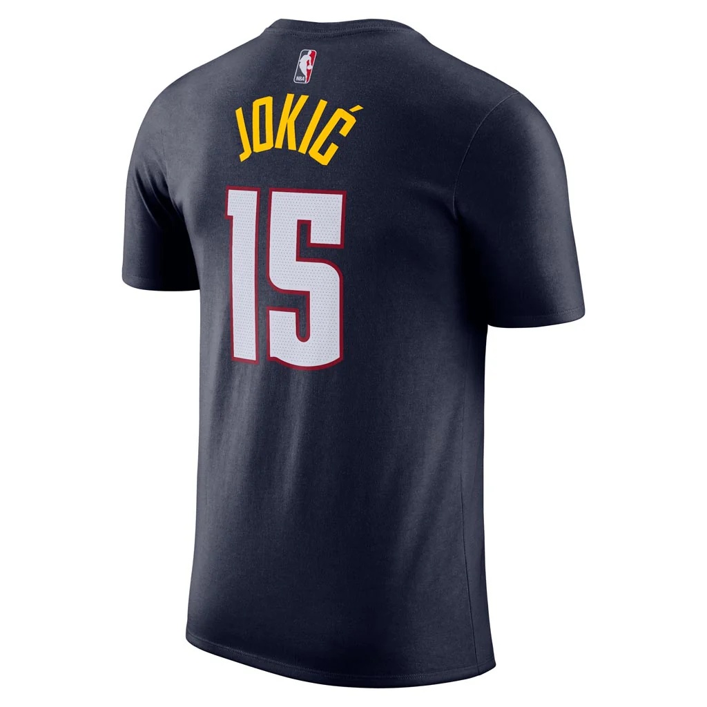 NBA Denver Nuggets Nikola Jokic Nike Icon Name & Number T-Shirt - Navy - Image 3