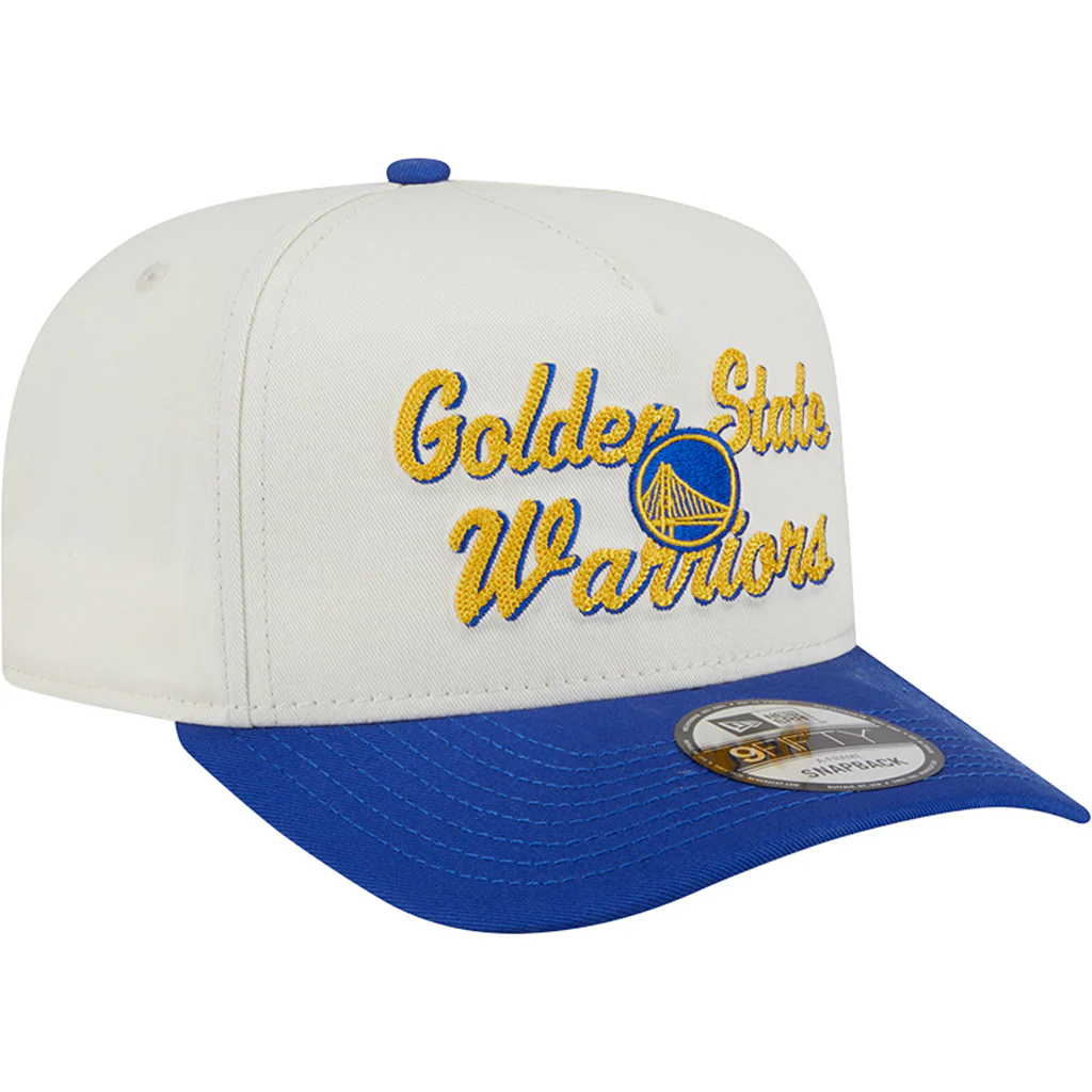NBA Golden State Warriors New Era Chainstitch Two-Tone 9FIFTY A-Frame Snapback Hat - Cream - Image 2