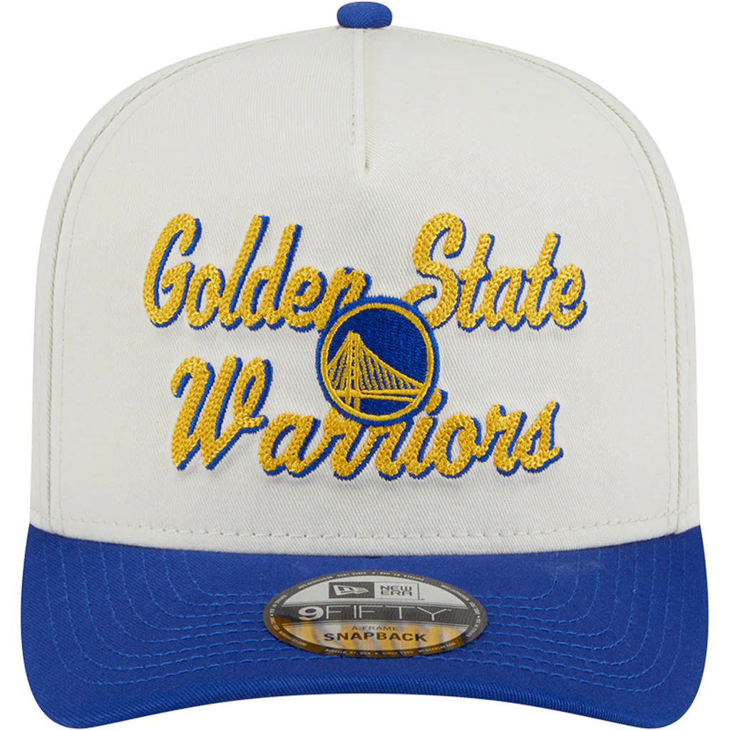 NBA Golden State Warriors New Era Chainstitch Two-Tone 9FIFTY A-Frame Snapback Hat - Cream - Image 3