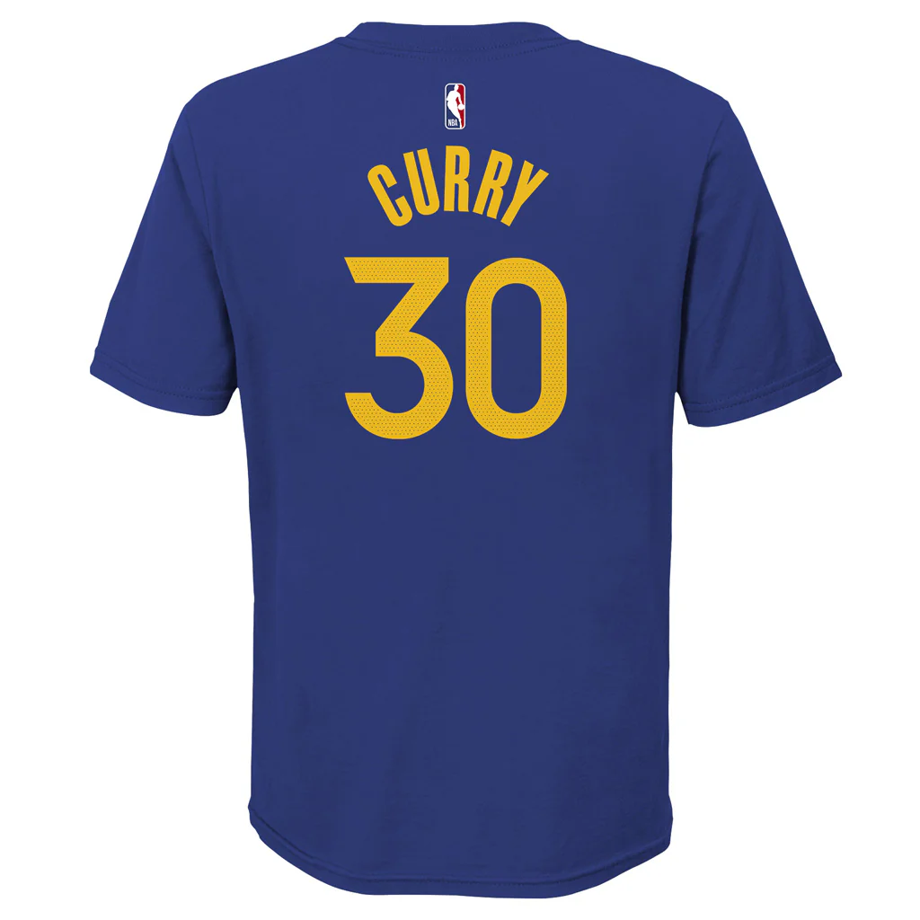 NBA Golden State Warriors Steph Curry Youth Nike Icon Name & Number T-Shirt - Blue - Image 3