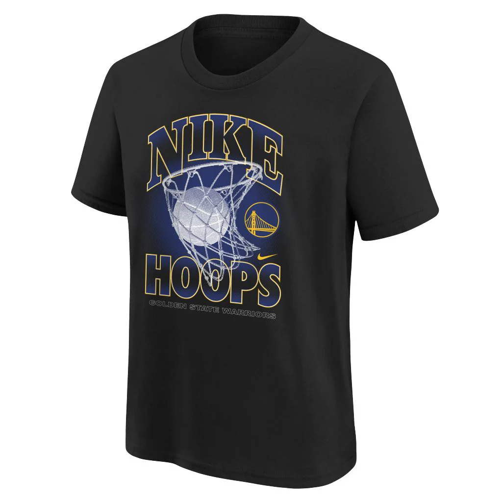 NBA Golden State Warriors Youth Nike Courtside Hoops T-Shirt - Black - Image 2