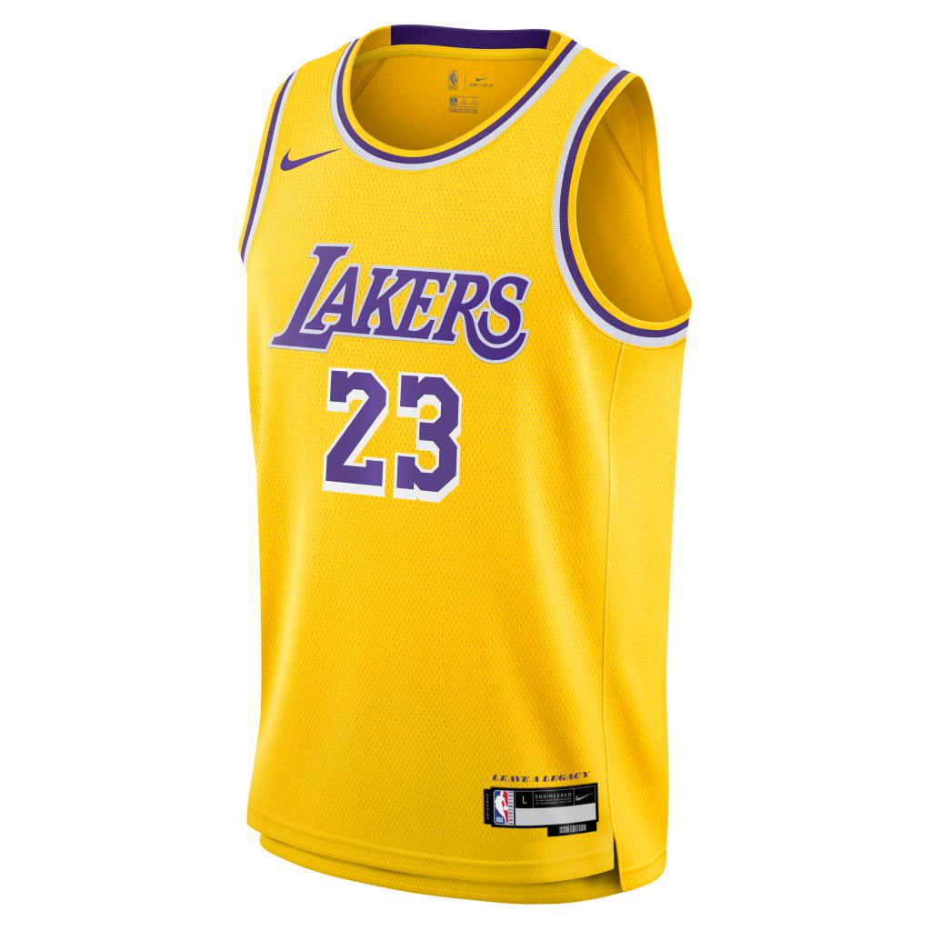 NBA Los Angeles Lakers Lebron James #23 Youth Nike Icon Swingman Jersey - Gold - Image 2