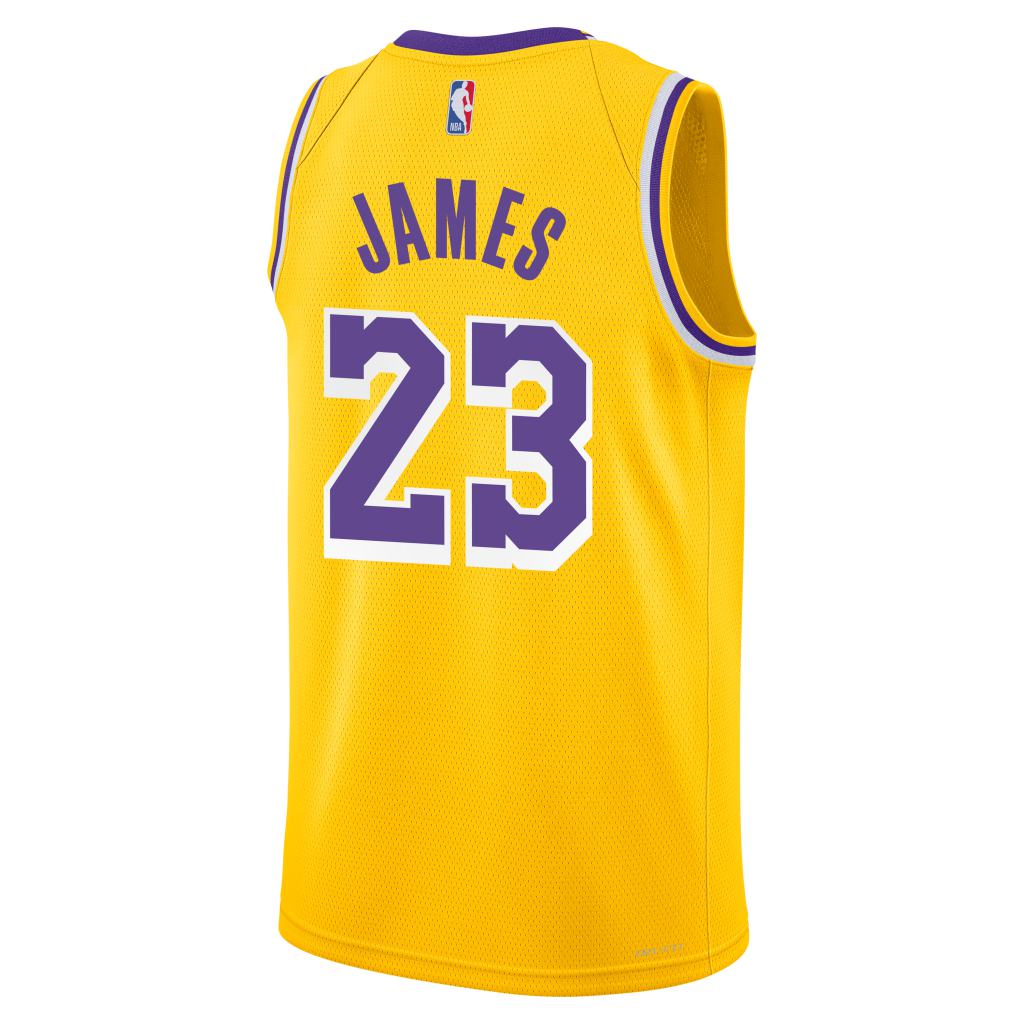 NBA Los Angeles Lakers Lebron James #23 Youth Nike Icon Swingman Jersey - Gold - Image 3