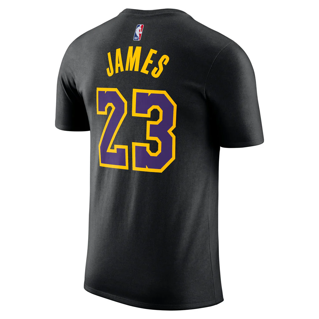 NBA Los Angeles Lakers LeBron James Nike 2025-26 City Edition Name & Number T-Shirt - Black - Image 3