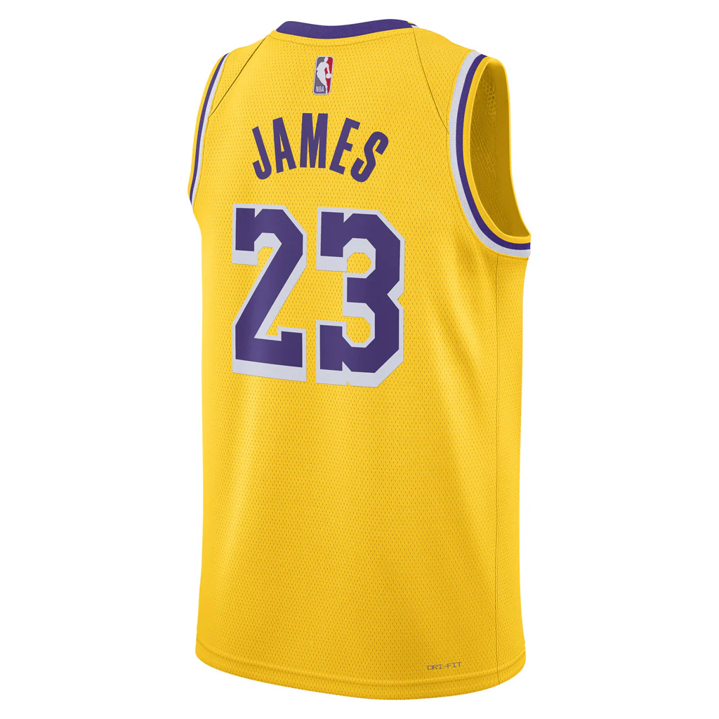 NBA Los Angeles Lakers Lebron James Nike Icon Swingman Jersey - Image 3