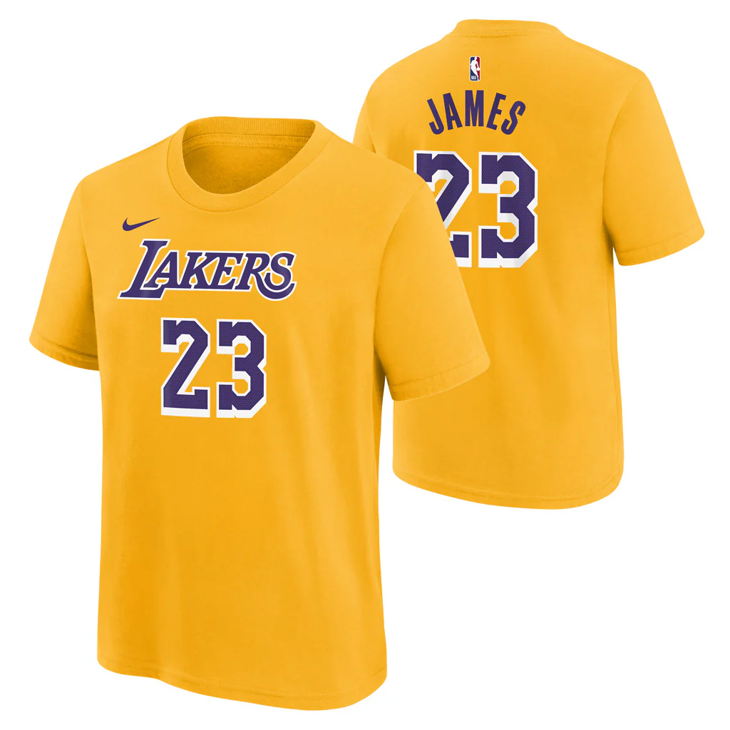 NBA Los Angeles Lakers Lebron James Youth #23 Nike Icon Name & Number T-Shirt