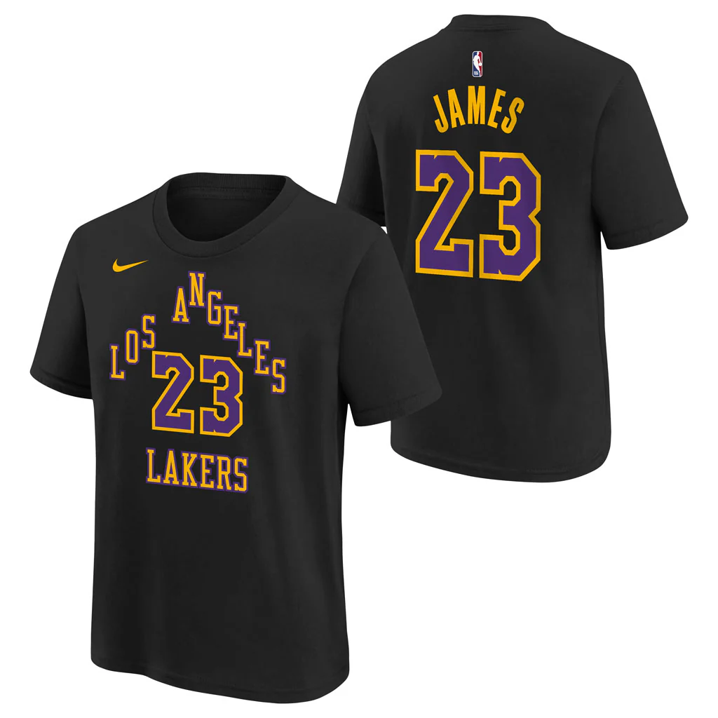 NBA Los Angeles Lakers LeBron James Youth Nike 2025-26 City Edition Name & Number Tee - Black