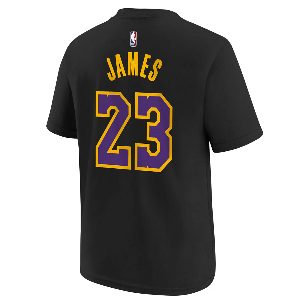 NBA Los Angeles Lakers LeBron James Youth Nike 2025-26 City Edition Name & Number Tee - Black - Image 3