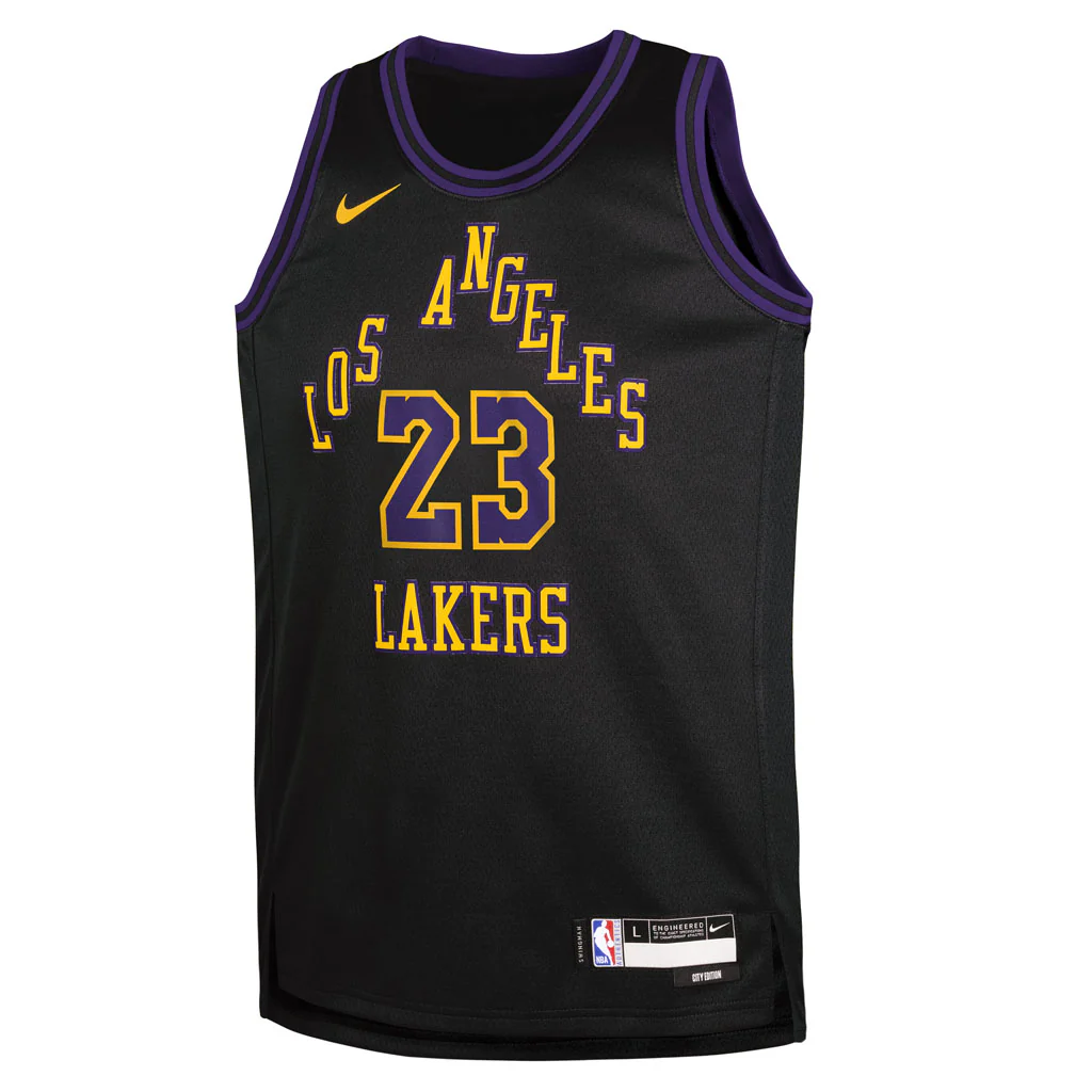 NBA Los Angeles Lakers LeBron James Youth Nike 2025-26 City Edition Swingman Jersey - Black - Image 2